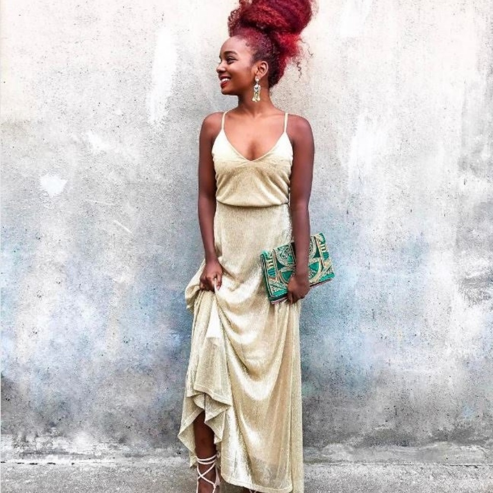 Lulus Friend of the Glam Gold Maxi Dress